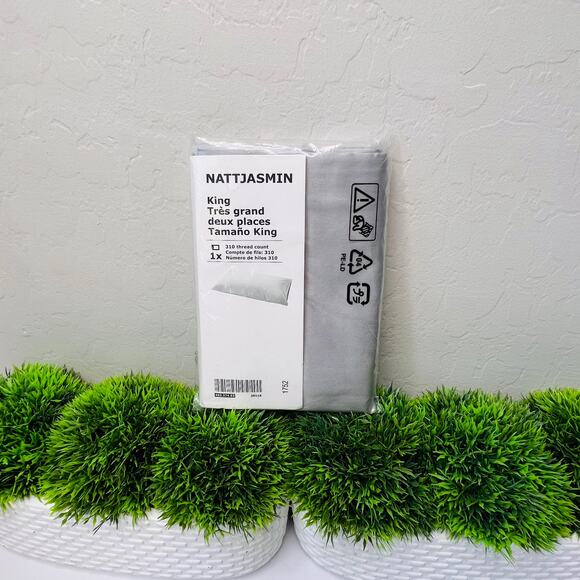 IKEA Nattjasmin King size pillow sham cover Gray - Picture 1 of 5